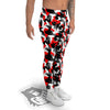 Red Geometric Camouflage Print Pattern Men's Leggings-grizzshop