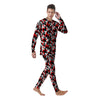 Red Geometric Camouflage Print Pattern Men's Pajamas-grizzshop