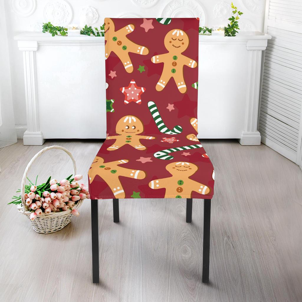 Red Gingerbread Man Chirstmas Pattern Print Chair Cover-grizzshop