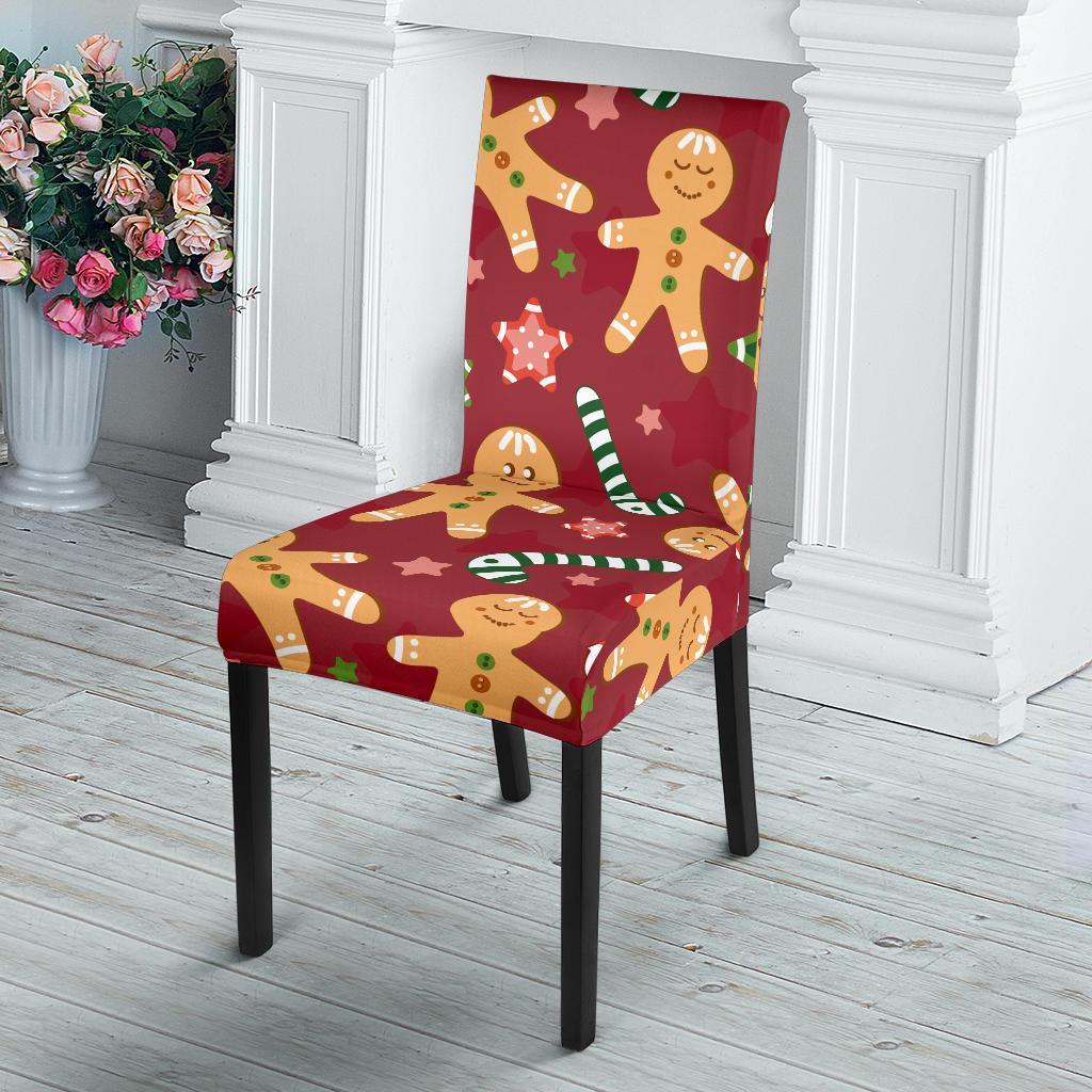 Red Gingerbread Man Chirstmas Pattern Print Chair Cover-grizzshop