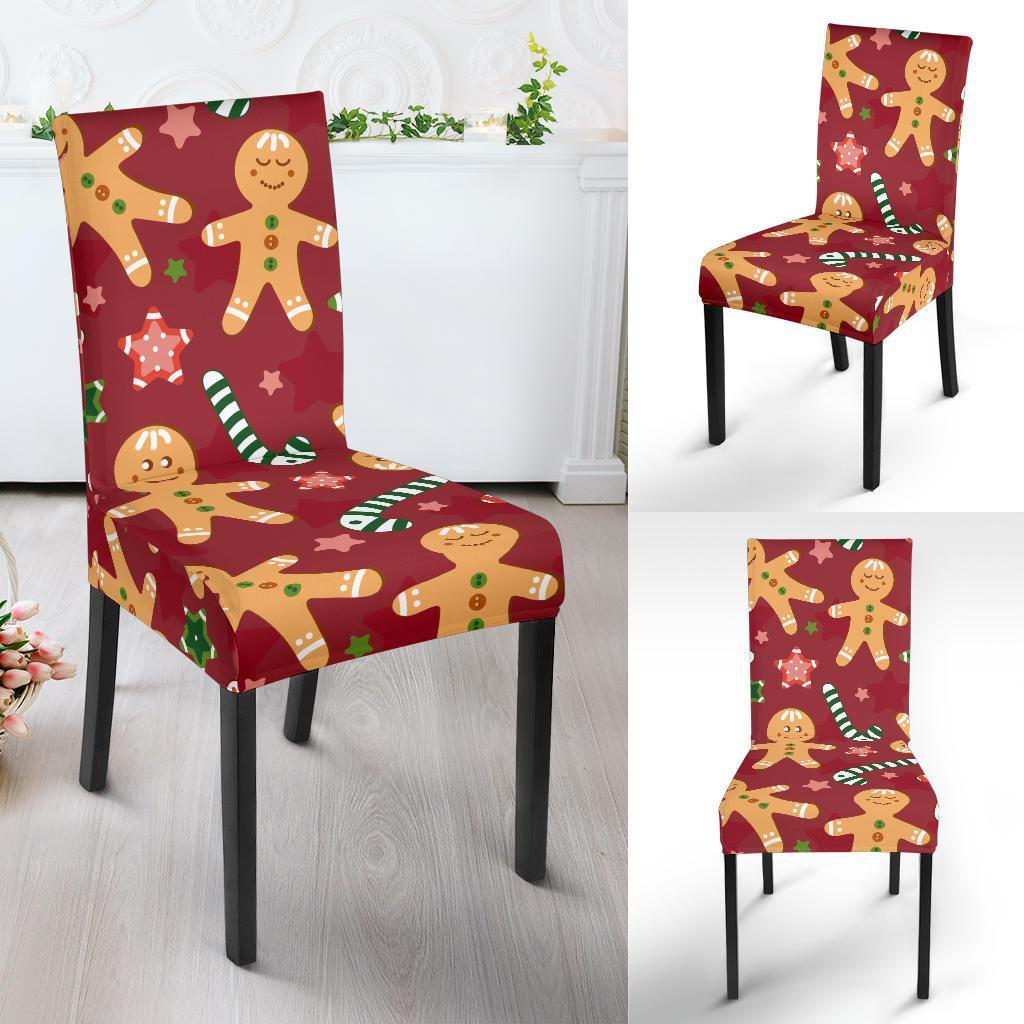 Red Gingerbread Man Chirstmas Pattern Print Chair Cover-grizzshop