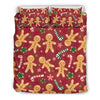 Red Gingerbread Man Chirstmas Pattern Print Duvet Cover Bedding Set-grizzshop