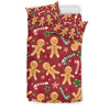 Red Gingerbread Man Chirstmas Pattern Print Duvet Cover Bedding Set-grizzshop