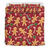 Red Gingerbread Man Chirstmas Pattern Print Duvet Cover Bedding Set-grizzshop