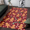 Red Gingerbread Man Chirstmas Pattern Print Floor Mat-grizzshop