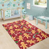 Red Gingerbread Man Chirstmas Pattern Print Floor Mat-grizzshop