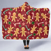 Red Gingerbread Man Chirstmas Pattern Print Hooded Blanket-grizzshop