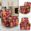 Red Gingerbread Man Chirstmas Pattern Print Recliner Cover-grizzshop