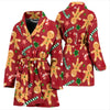 Red Gingerbread Man Chirstmas Pattern Print Women Long Robe-grizzshop