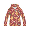 Red Gingerbread Man Chirstmas Pattern Print Women Pullover Hoodie-grizzshop