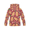 Red Gingerbread Man Chirstmas Pattern Print Women Pullover Hoodie-grizzshop