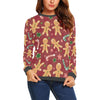 Red Gingerbread Man Chirstmas Pattern Print Women's Sweatshirt-grizzshop