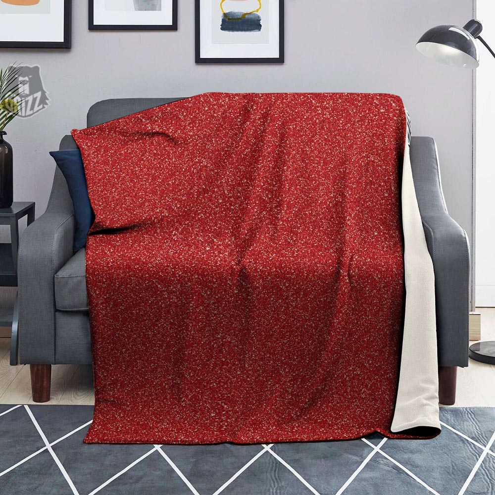 Red Glitter Texture Print Blanket-grizzshop