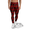 Red Halloween Cat Print Pattern Men's Leggings-grizzshop