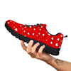 Red Heart And White Print Pattern Black Sneaker-grizzshop