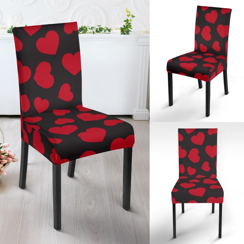 Red Heart Pattern Print Chair Cover-grizzshop