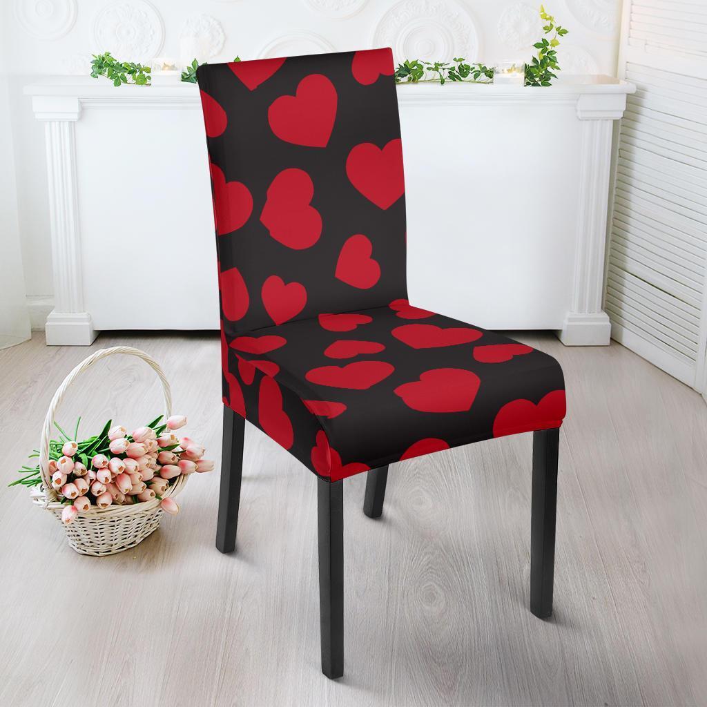 Red Heart Pattern Print Chair Cover-grizzshop