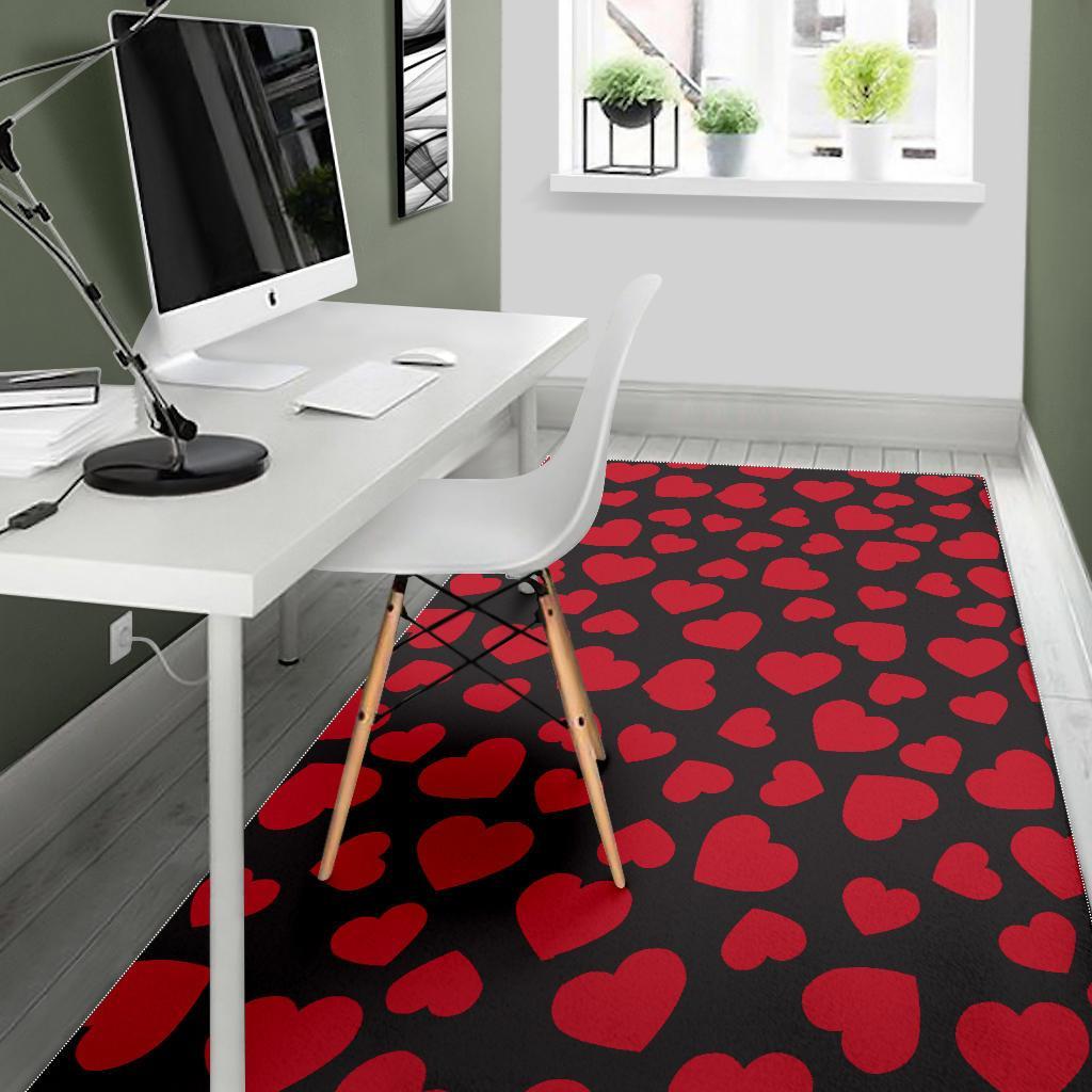 Red Heart Pattern Print Floor Mat-grizzshop