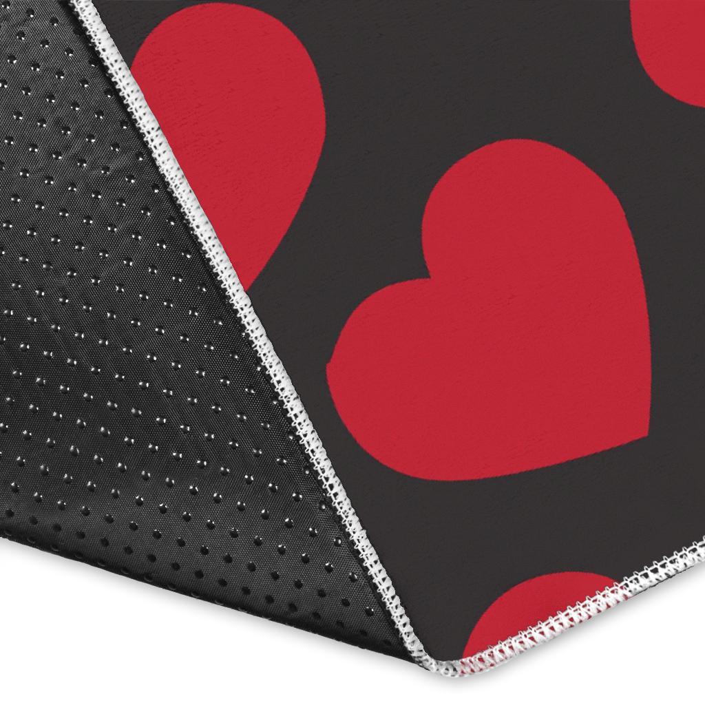 Red Heart Pattern Print Floor Mat-grizzshop