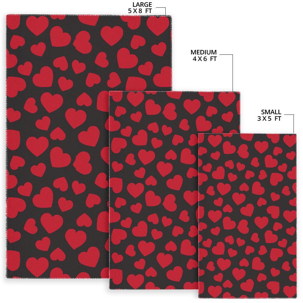 Red Heart Pattern Print Floor Mat-grizzshop