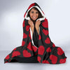 Red Heart Pattern Print Hooded Blanket-grizzshop