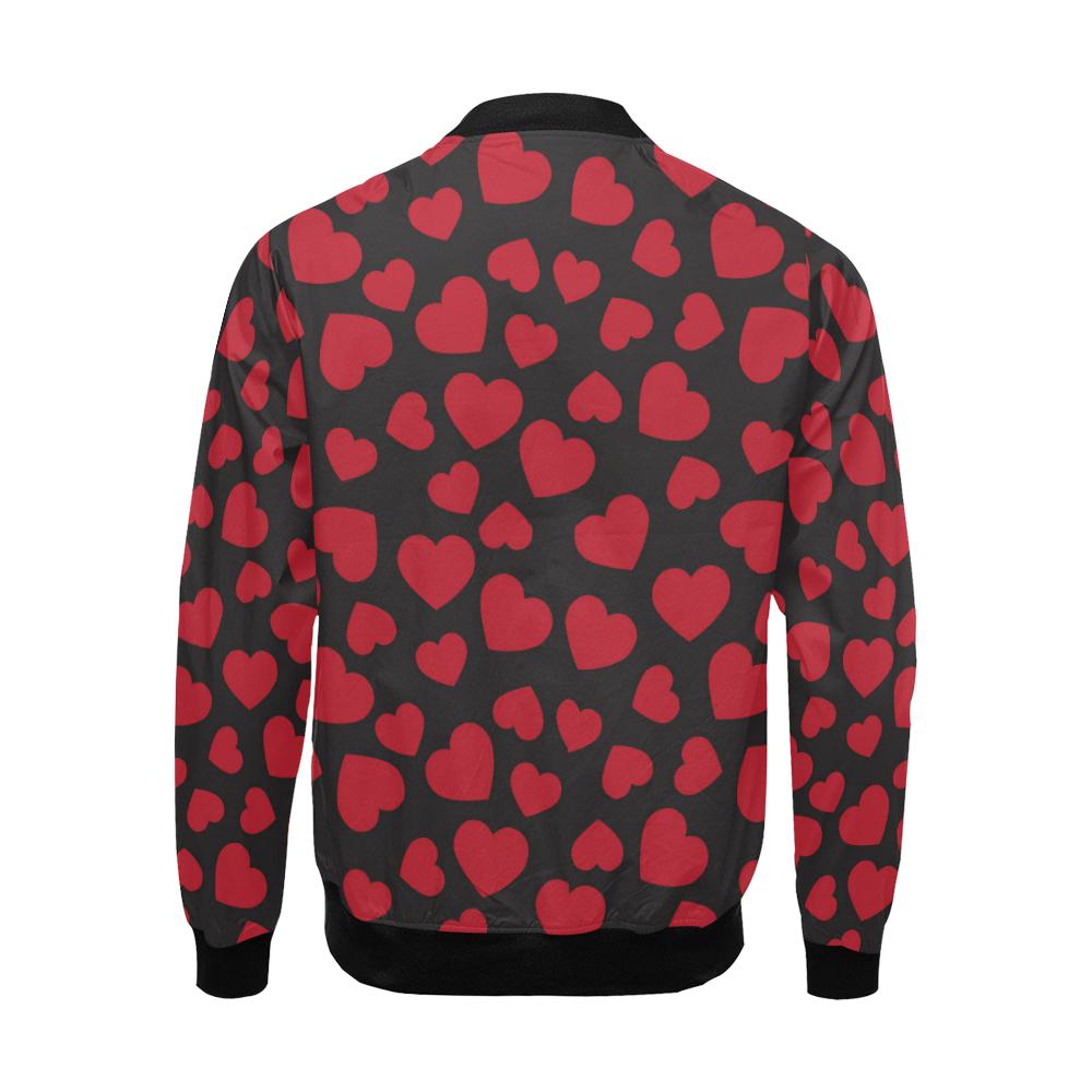 Red Heart Pattern Print Men's Bomber Jacket-grizzshop