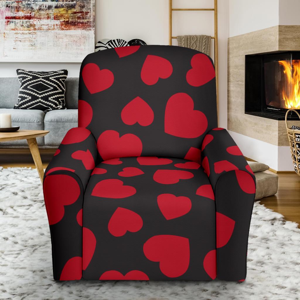 Red Heart Pattern Print Recliner Cover-grizzshop