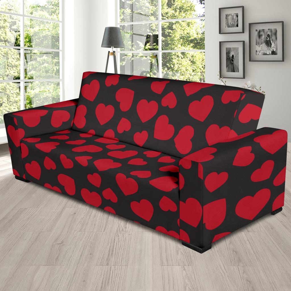 Red Heart Pattern Print Sofa Covers-grizzshop