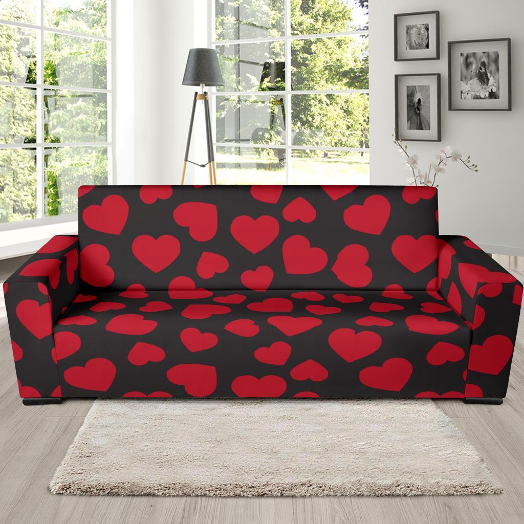 Red Heart Pattern Print Sofa Covers-grizzshop