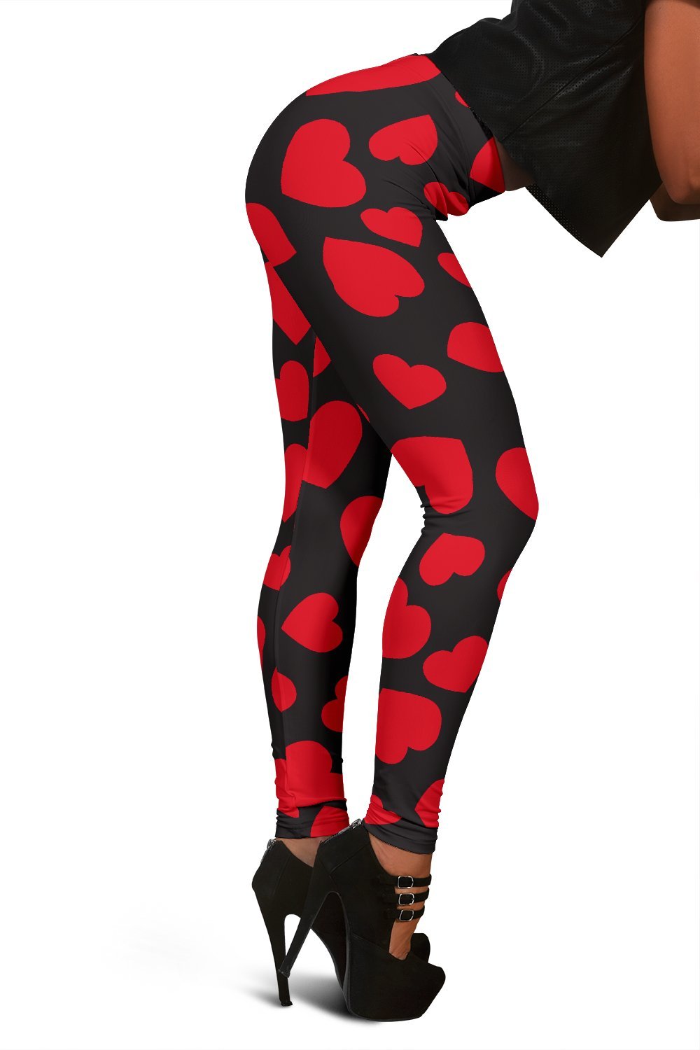 Red Heart Pattern Print Women Leggings-grizzshop