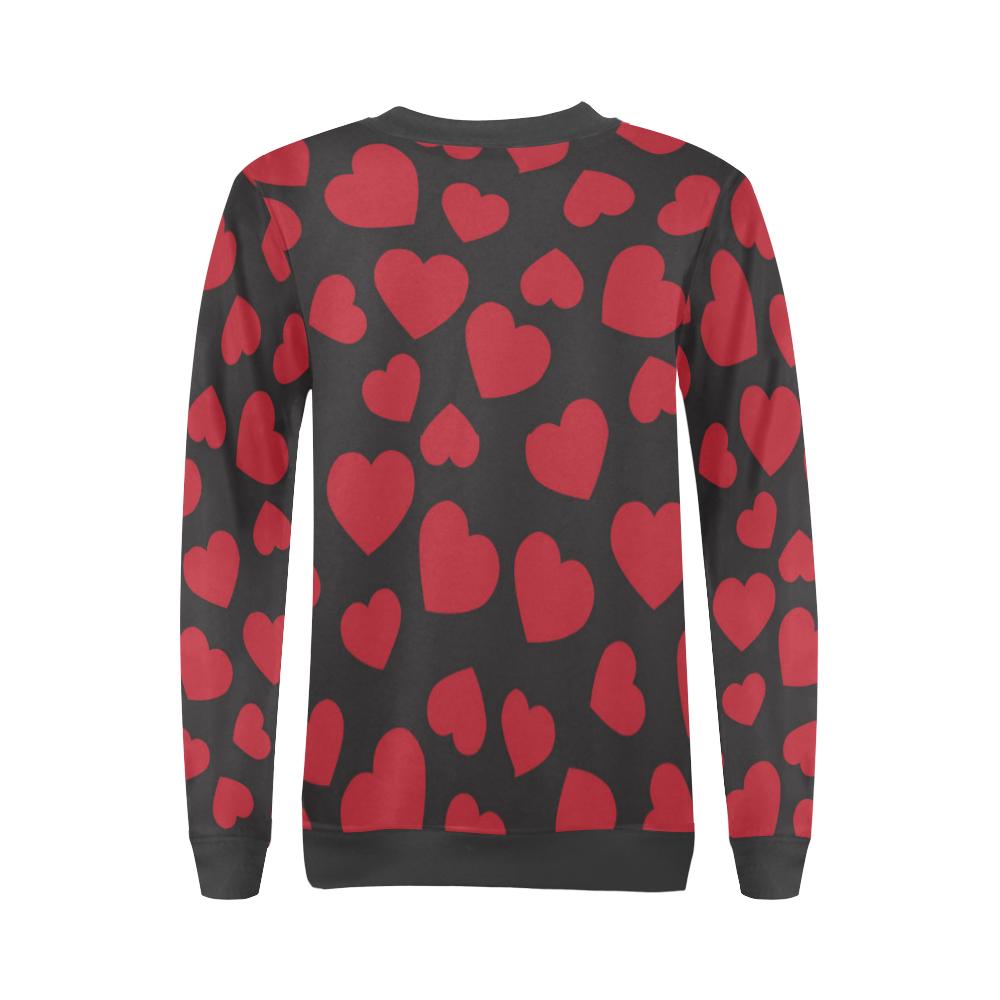 Red Heart Pattern Print Women's Sweatshirt-grizzshop