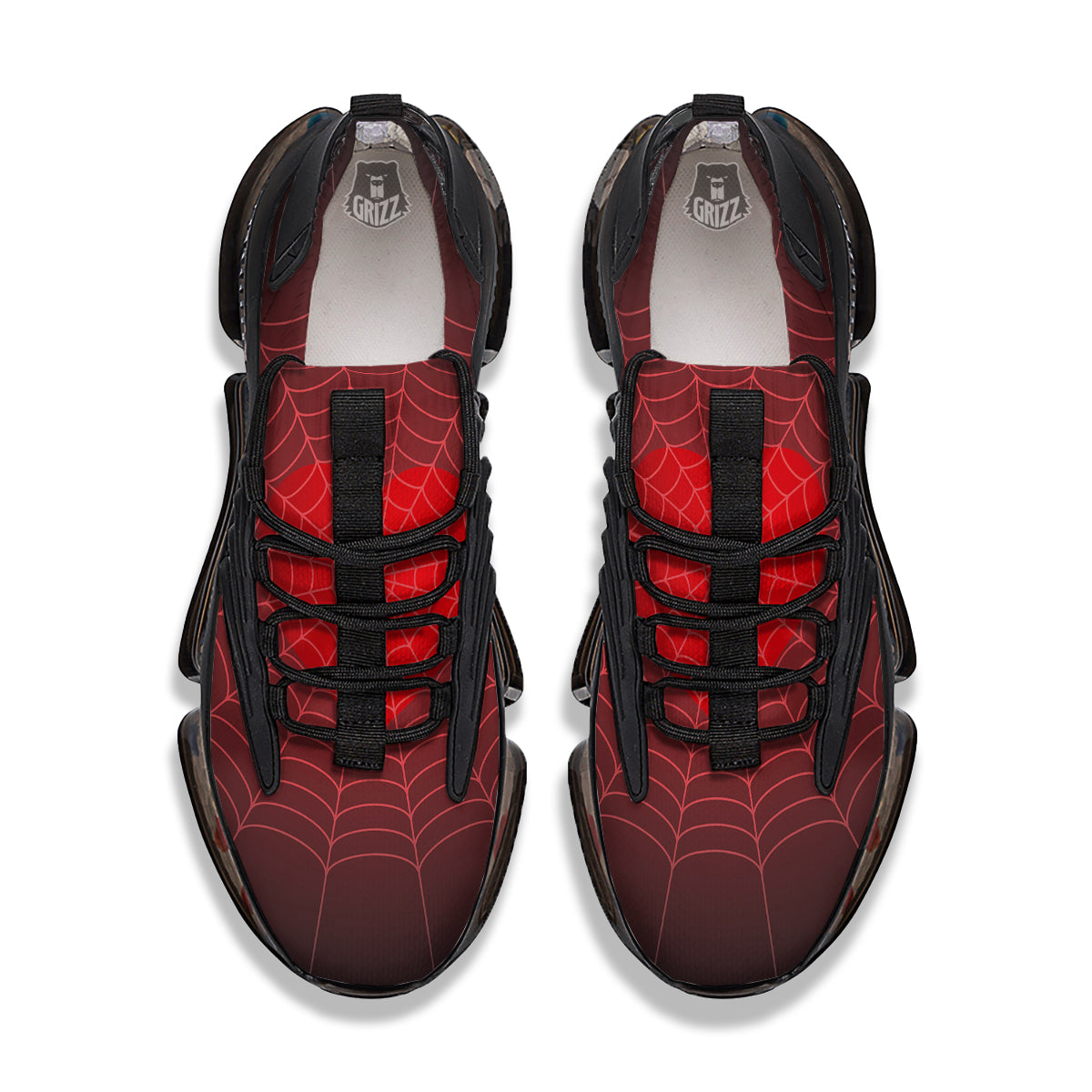 Red Heart Spider Web Print Black Gym Shoes-grizzshop