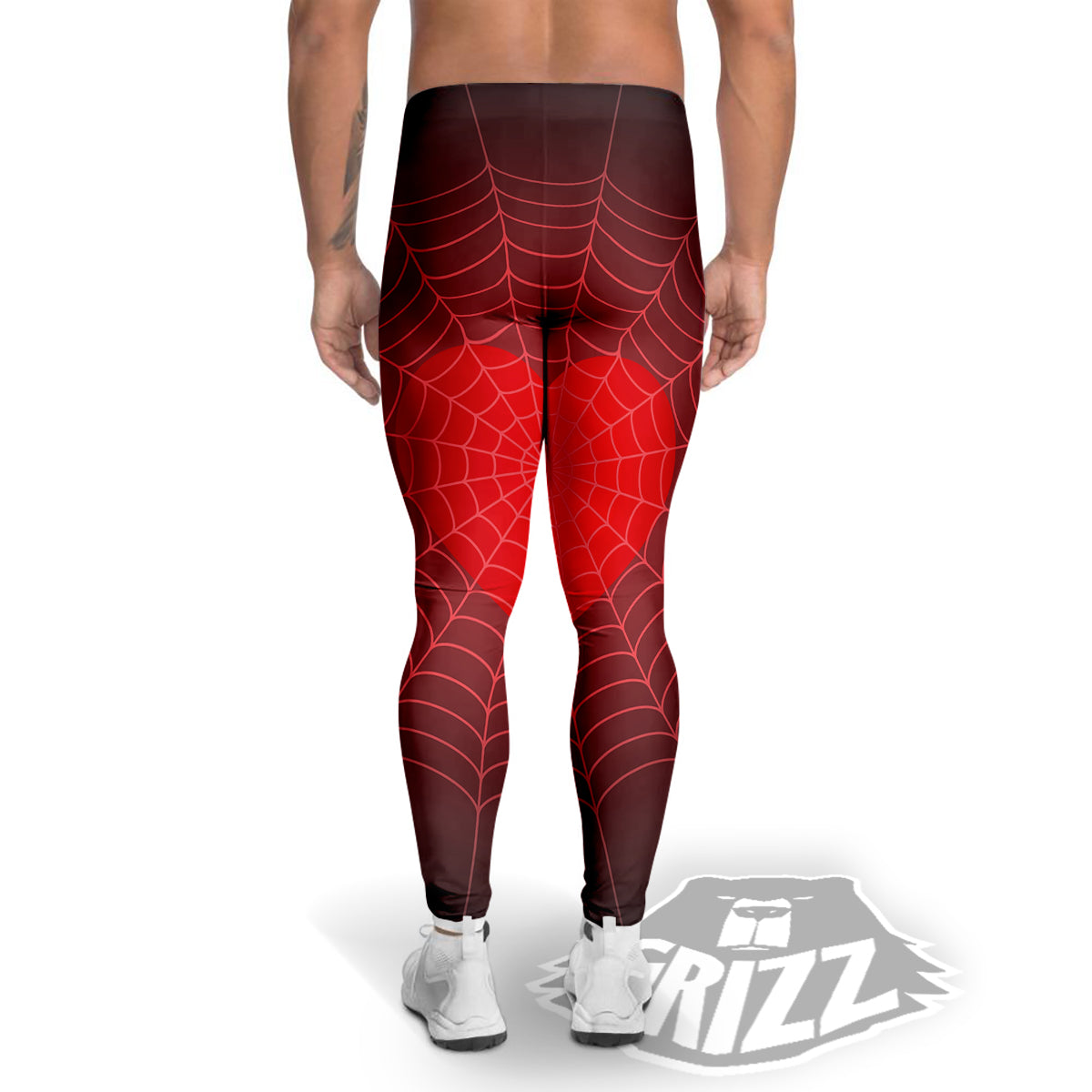 Red Heart Spider Web Print Men's Leggings-grizzshop