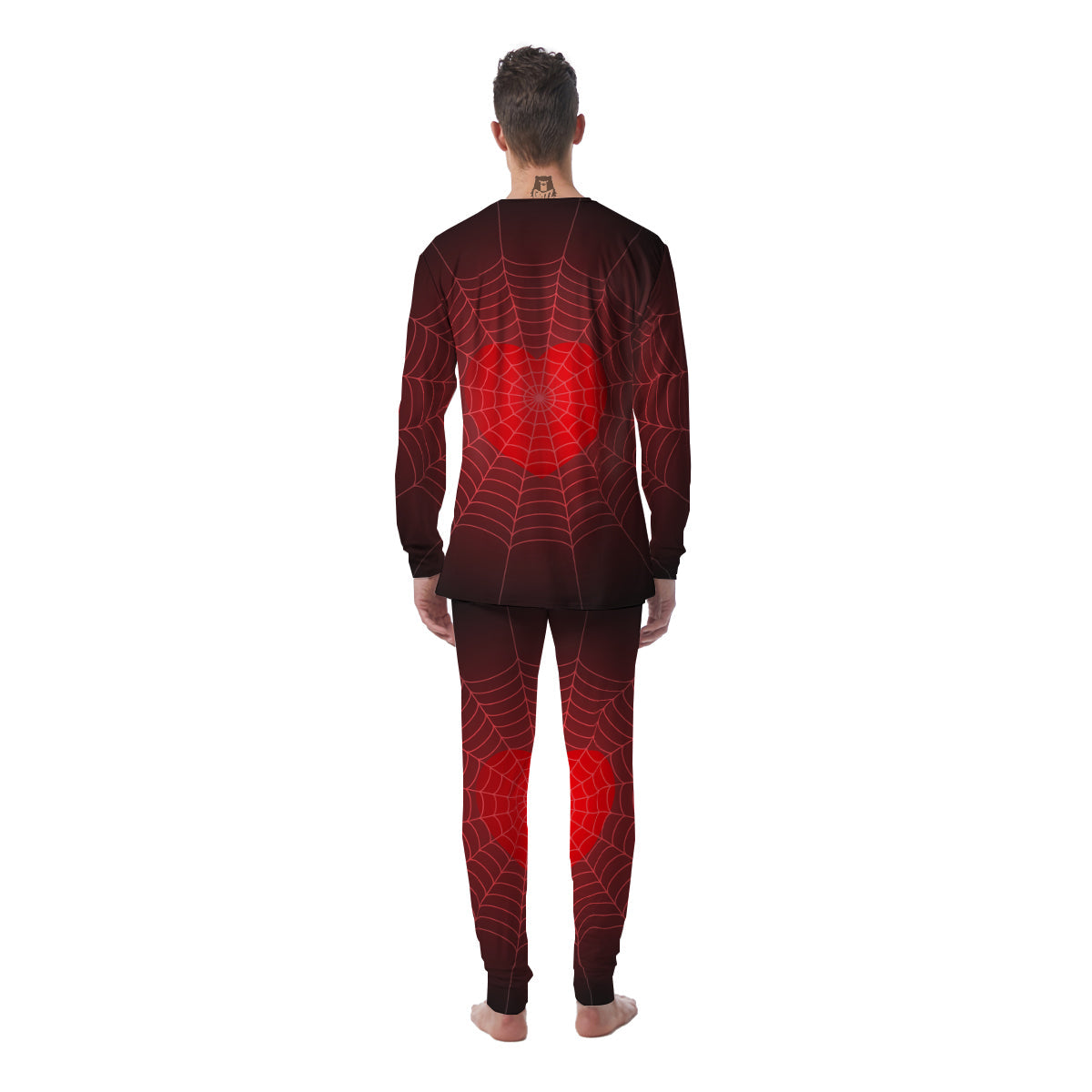 Red Heart Spider Web Print Men's Pajamas-grizzshop