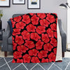 Red Hibiscus Flower Hawaiian Print Blanket-grizzshop