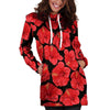 Red Hibiscus Flower Hawaiian Print Hoodie Dress-grizzshop