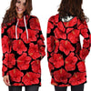 Red Hibiscus Flower Hawaiian Print Hoodie Dress-grizzshop