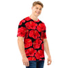 Red Hibiscus Flower Hawaiian Print Men T Shirt-grizzshop