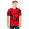 Red Hibiscus Flower Hawaiian Print Men T Shirt-grizzshop