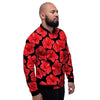 Red Hibiscus Flower Hawaiian Print Men's Bomber Jacket-grizzshop