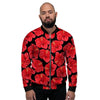 Red Hibiscus Flower Hawaiian Print Men's Bomber Jacket-grizzshop