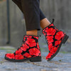 Red Hibiscus Flower Hawaiian Print Men's Boots-grizzshop