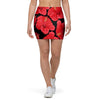 Red Hibiscus Flower Hawaiian Print Mini Skirt-grizzshop