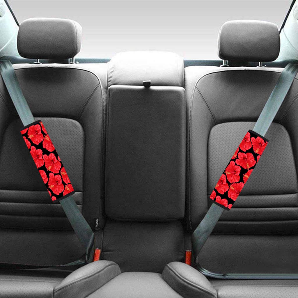 Red Hibiscus Flower Hawaiian Print Seat Belt Cover-grizzshop