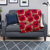 Red Hibiscus Flower Print Blanket-grizzshop