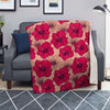 Red Hibiscus Flower Print Blanket-grizzshop