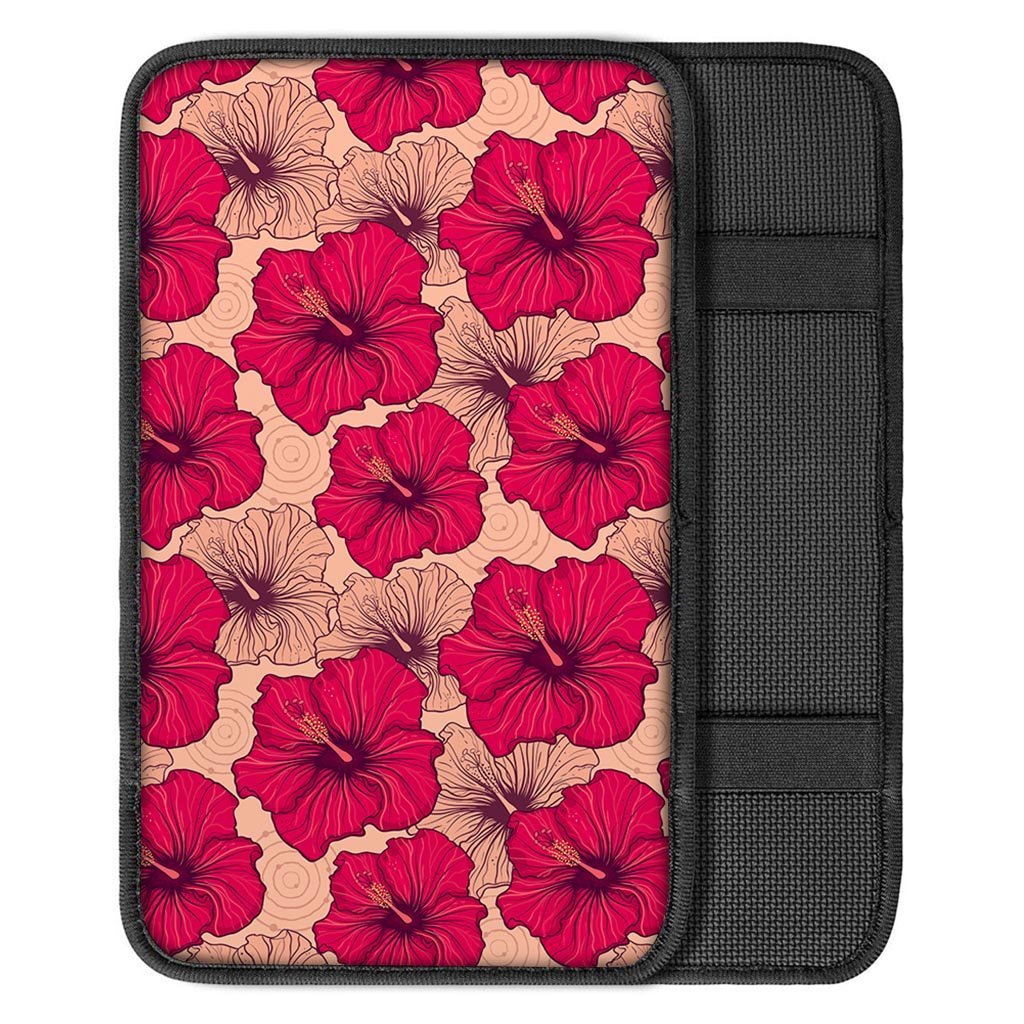 Red Hibiscus Flower Print Car Console Cover-grizzshop