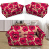 Red Hibiscus Flower Print Loveseat Cover-grizzshop