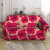 Red Hibiscus Flower Print Loveseat Cover-grizzshop