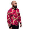 Red Hibiscus Flower Print Men's Bomber Jacket-grizzshop